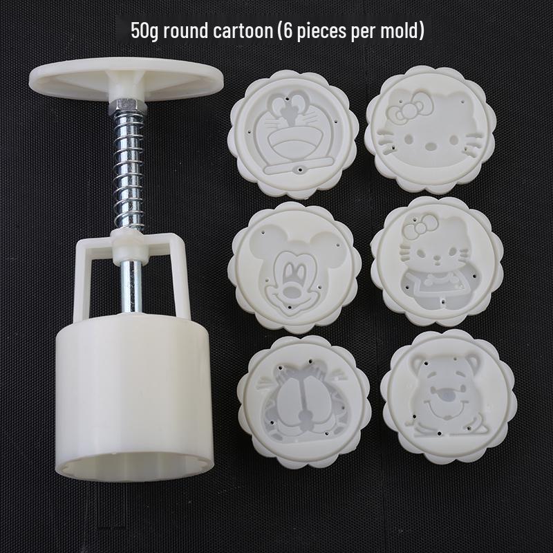 Mid-Autumn Cartoon Ice Skin Mooncake Mold - Non-Stick Hand-Press Embossing Tool for Mung Bean Pastry Making