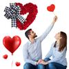 Artificial Heart Wreath with Bows Heart Love Flower Garland Wall Hanging Sign for Valentine's Day Front Door Wedding Party Decor