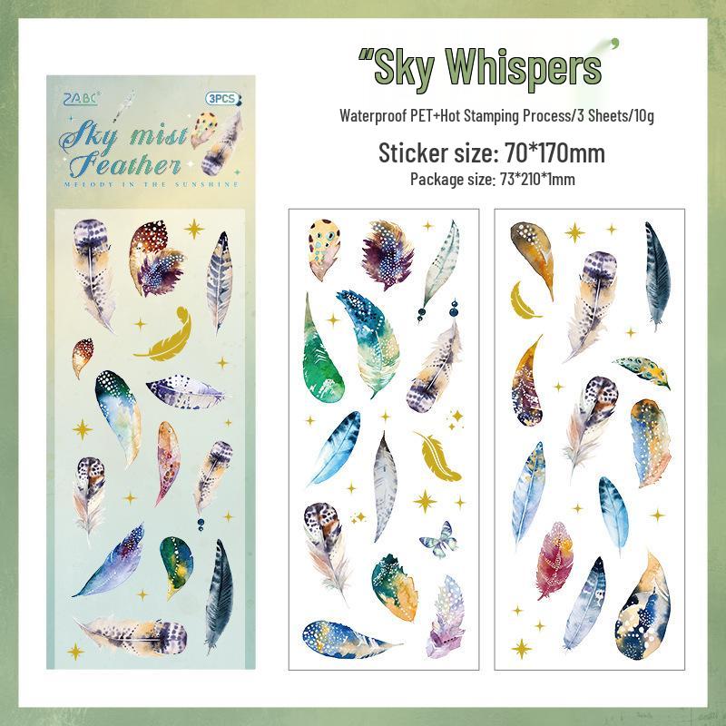 

Inspiration Roaming Series: 3 Sheets of PET Journal Base Die-cut Stickers with Hot Stamping