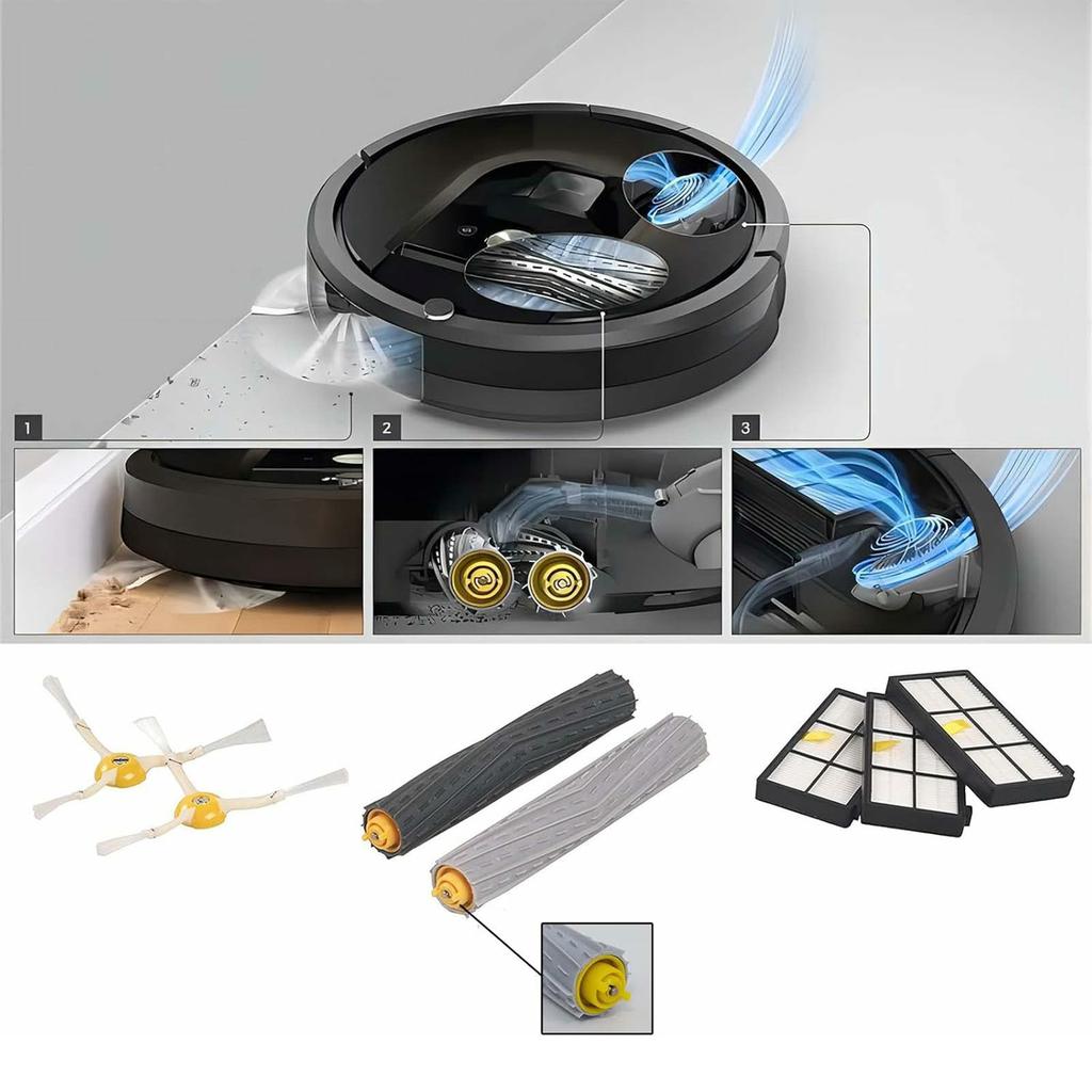 8Pcs Replacement Parts Kit for iRobot Roomba 800/870/880/960/980 Main Brush Side Brush Filter Set