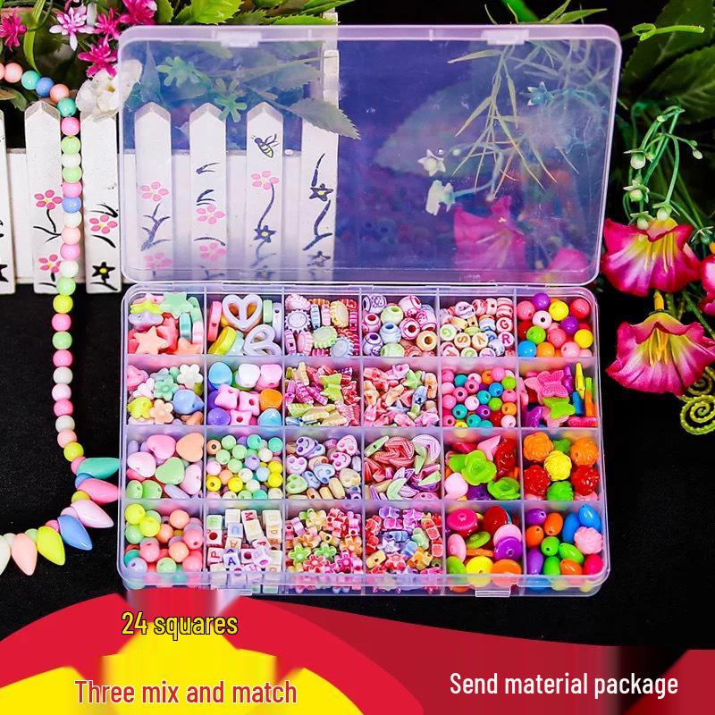 24-Grid DIY Kids' Beading Toy: Amblyopia Correction & Educational Stringing Kit