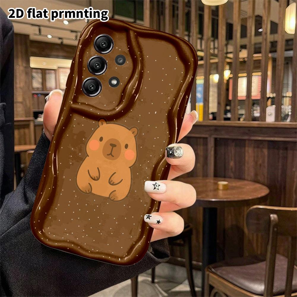 Phone Case: 2D Flat Samsung Galaxy A34 A35 S20 S22 S21 FE Plus Ultra Case, Dark Brown Polka Dot Capybara, Christmas and Halloween Gift