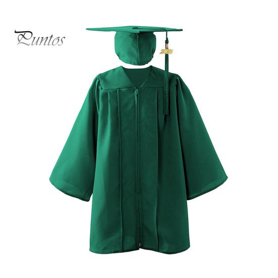 Children Kindergarten Graduation Uniform with Hat And Tassel V Neck Knee Length Long Sleeve Zipper Closure Elementary Graduation Robe Kids Graduation