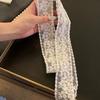 Y2K Women Narrow Long Scarf Solid Color Silk Black Bag Ribbon Headbands Choker Floral Lace Scarf
