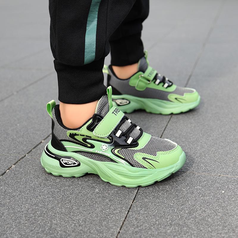 Boys autumn 2025 new children's sports shoes double mesh boys breathable dad shoes medium and large children's non-slip running shoes