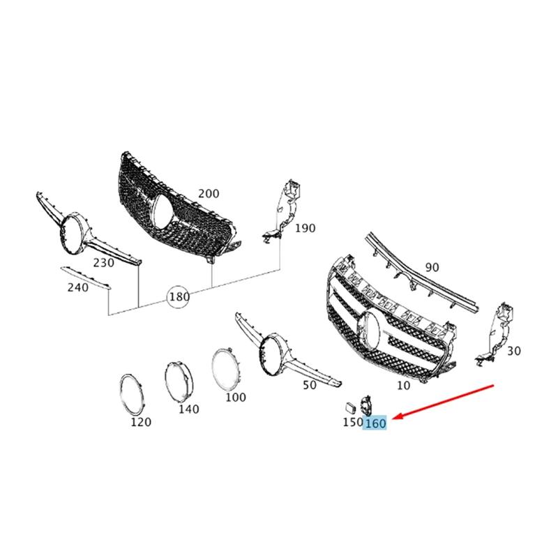 For Mercedes-Benz A W176 Front Radar Sensor Mount A2468880014 Adaptive Cruise Control Probe Bracket 2468880014