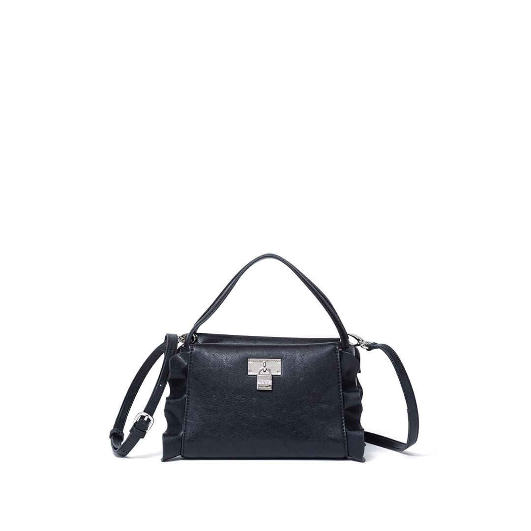 Jill Stuart Ruffled Shoulder Bag with Black Women s Padlock, (JSLH5DS1) чёрный
