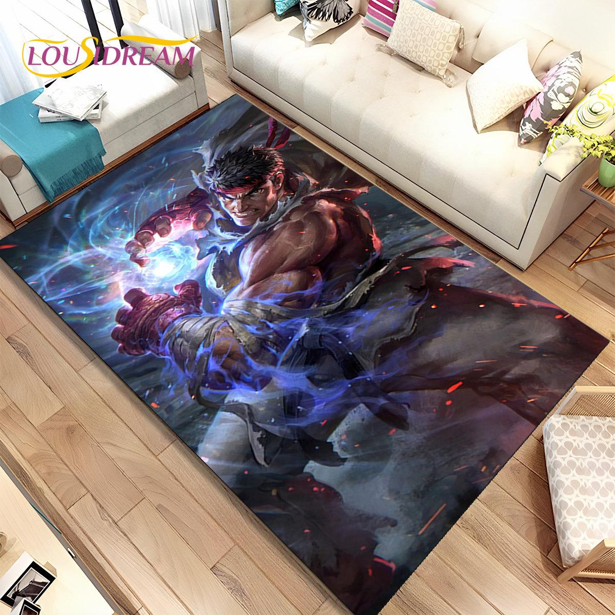 

Коврик Street Fighter в стиле ретро, ​​коврик для геймера, коврик для гостиной, спальни, диван, коврик для украшения, детский нескользящий напольный коврик 100x150cm(39x59in)