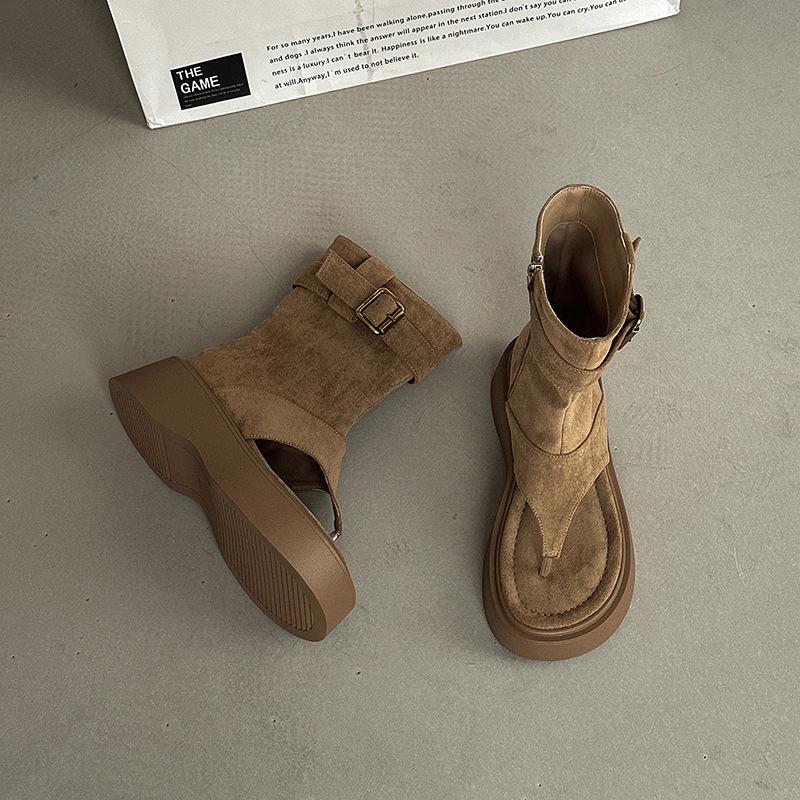 

Fashion versatile casual retro toe cool boots women s 2025 summer new versatile temperament simple outer wear stacking boots 40 хаки