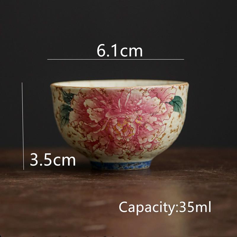 1 Pc Chinese Vintage Handmade Flowers Tea Cup Personal Household Tea Bowl Beauty Meditation Cup Travel Teaware Accessories