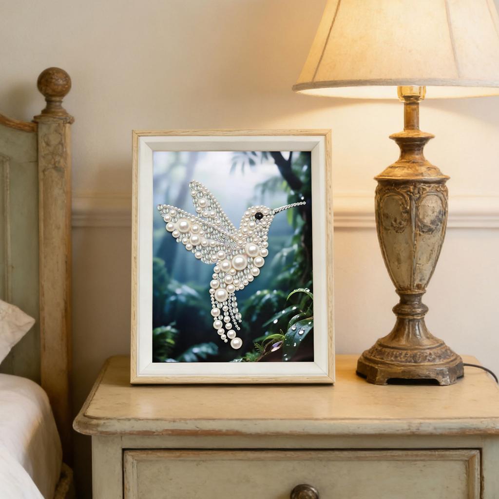 DIY Pearl Painting Kit with Wooden Frame 15x20cm Pearl Gem Paintings Picture Arts Craft for Adults Beginners Home Wall Decor