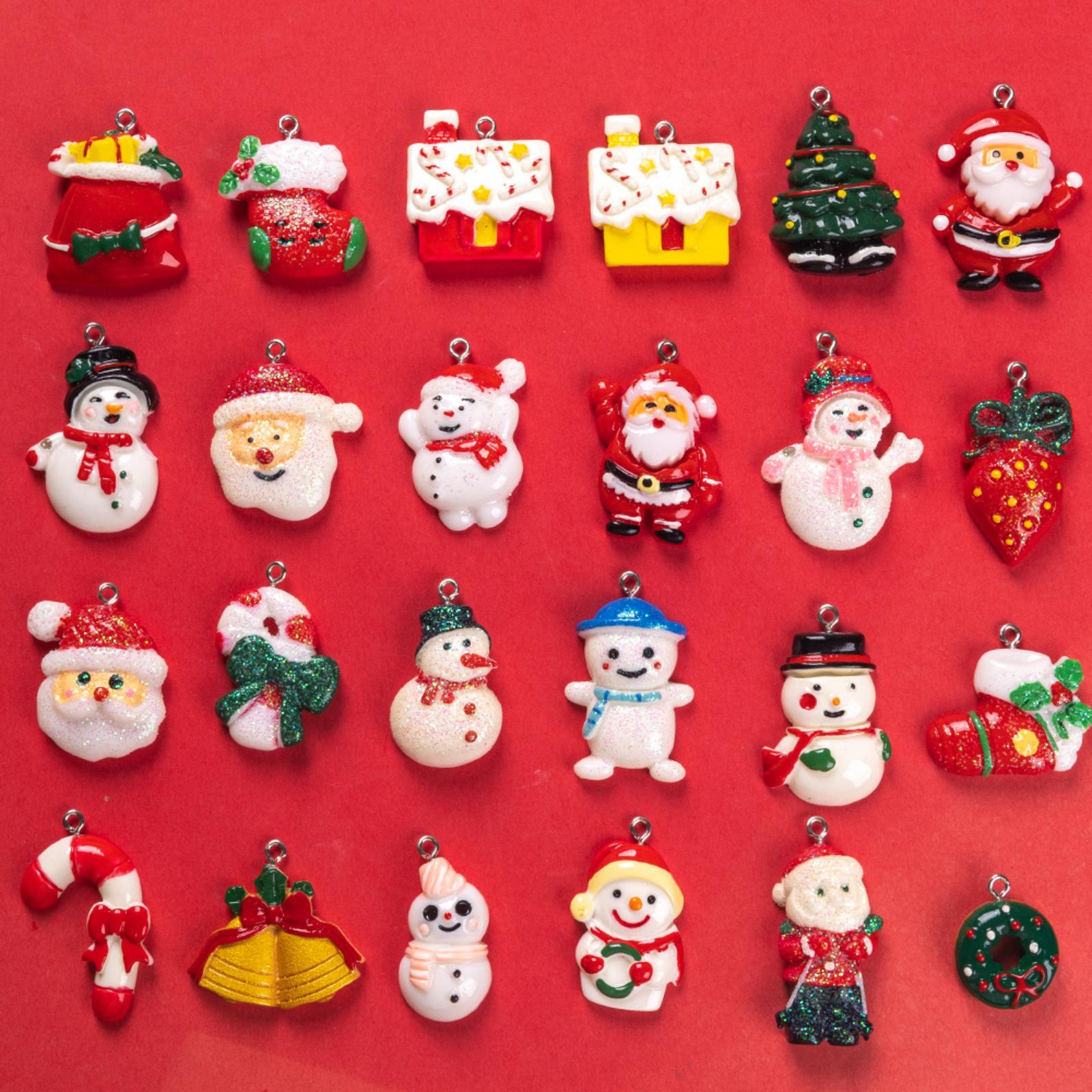 

Christmas Resin Pendants - Santa And Snowman Ornament Set For Christmas Tree Decorations, Gift Wrapping, And Holiday Crafts One Size
