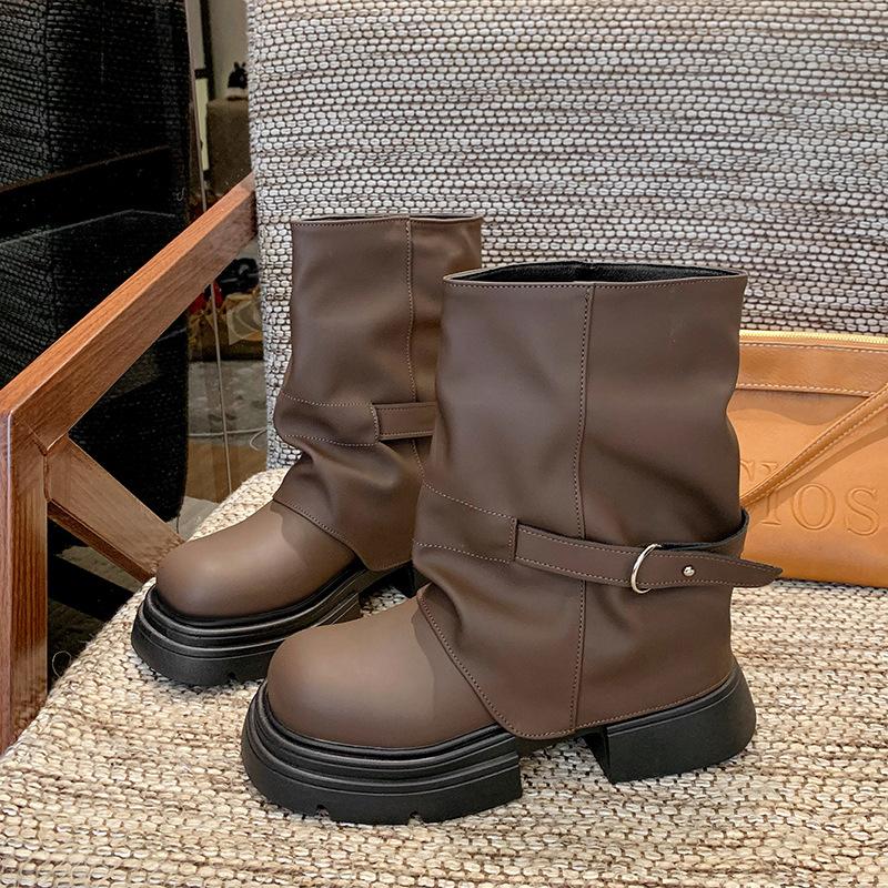 

Temperament fashion Martin boots women s 2025 autumn new Internet celebrity explosion pants boots thick heel height small short boots 41 хаки
