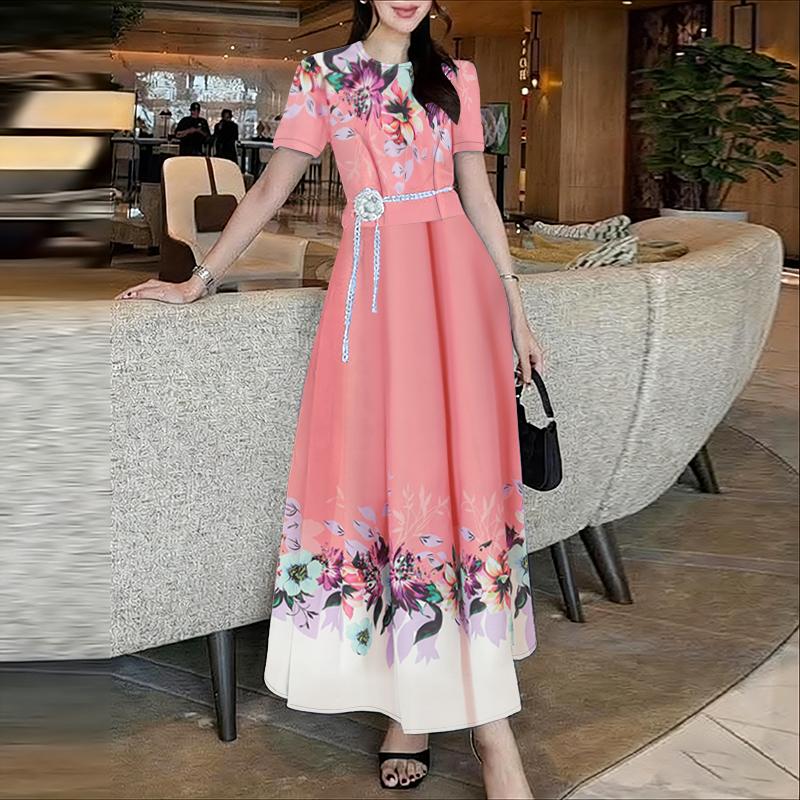 

ZANZEA Women Short Sleeve Blouse and Long Skirts Summer Floral Print Two Piece Sets 5XL розовый