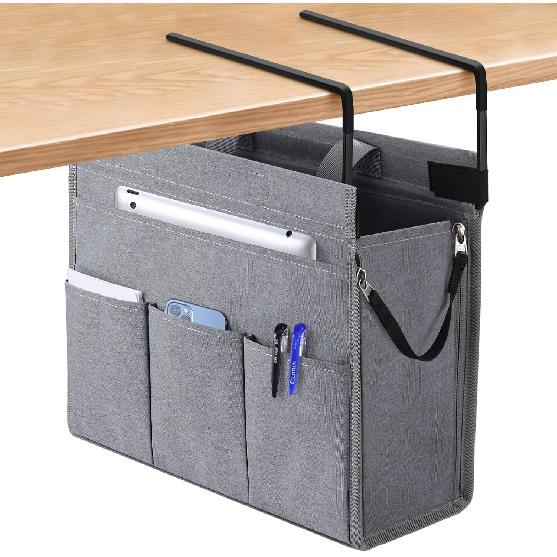 MASTLU Under Desk Hanging Storage Bag, Desk Organizer Storage, Office Side Storage Bag, Compatible with A4 Files, Detachable Handle Design, No