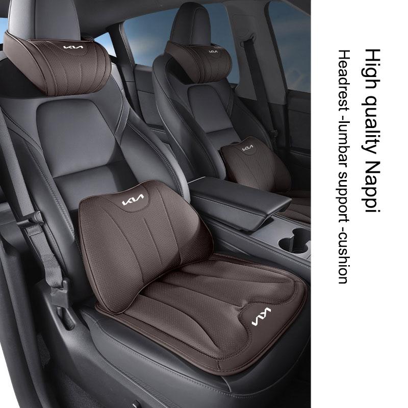 Opěrka hlavy autosedačky Polštář na krk Nappa kůže Prodyšná bederní podložka sedadla Pro KIA K9 Sportage Niro K5 Carnival EV6 EV9 EV3 K8 hbsp50