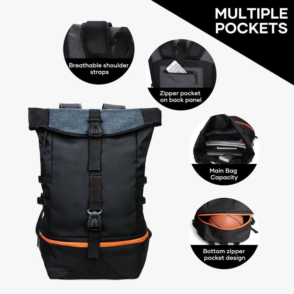 35L Herren Sport Basketballtasche Elite Trainingsrucksack Großer Reiserucksack Outdoor Wandern Campingtaschen Bergsteigerrucksäcke