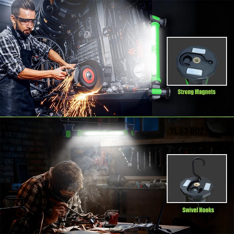 Work Light Bright LED Work Lights Rechargeable Magnetic Underhood Work Light with Hooks Cordless Battery Powered Flashlight