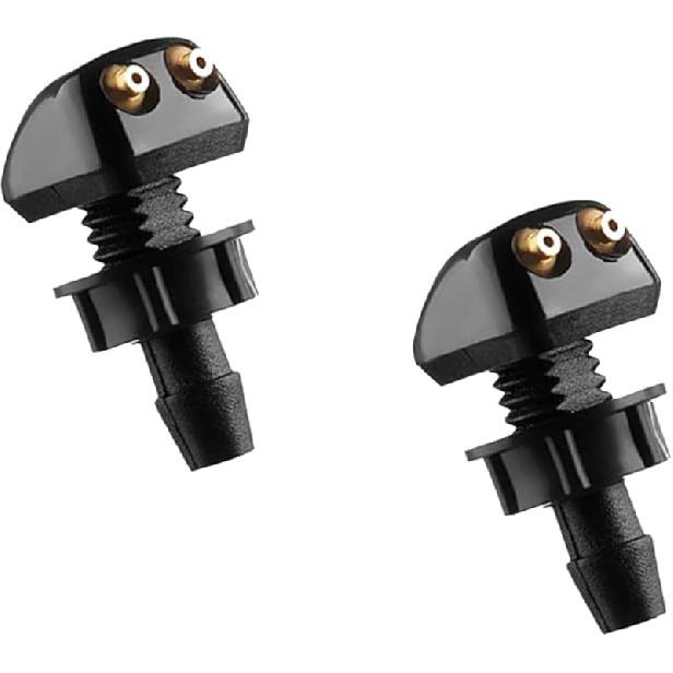 Car Front Windshield Washer Nozzles, Double-Hole Auto Wiper Water Sprayers with Hose and Connectors, Adjustable Nozzle Washer Kit for Most Vehicles