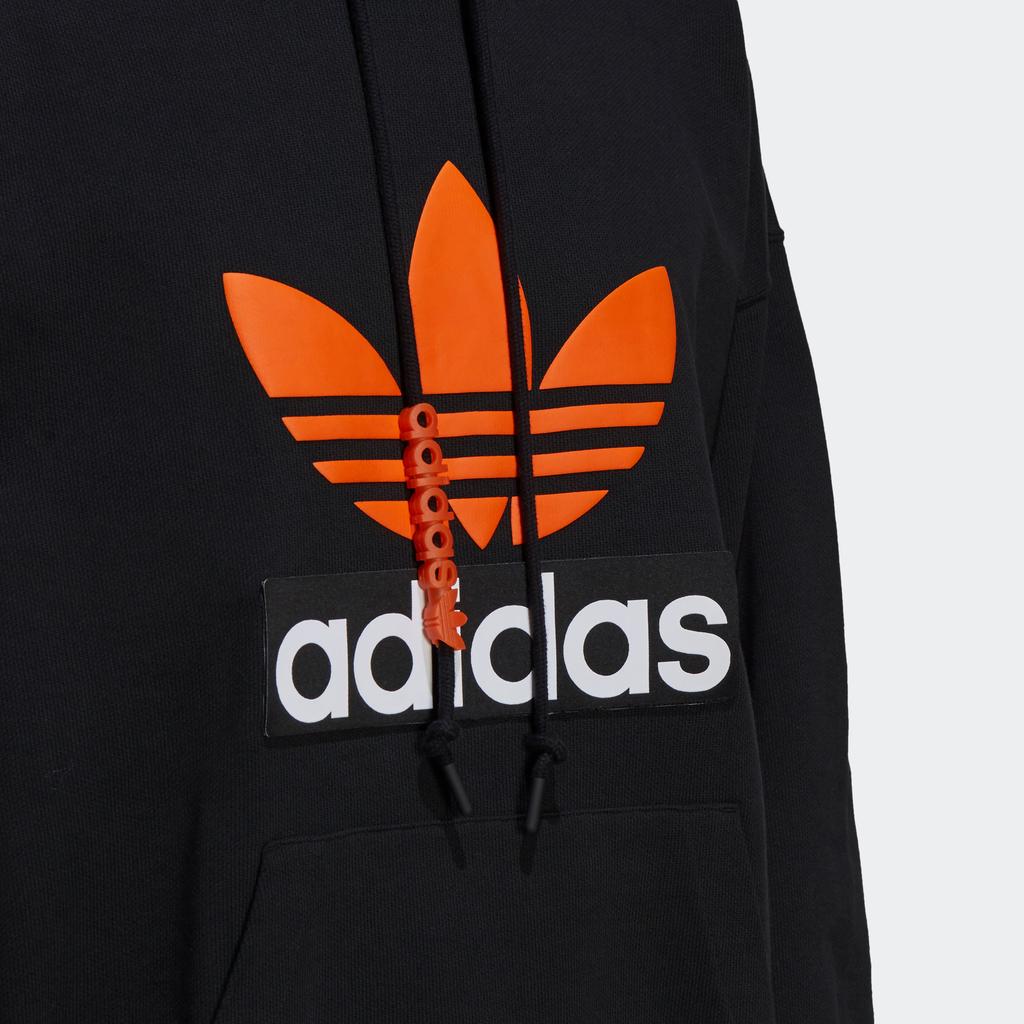 Adidas Originals Big Trefoil Hoodie Sweatshirt With Contrast Logo Men Hoodie Black H09354