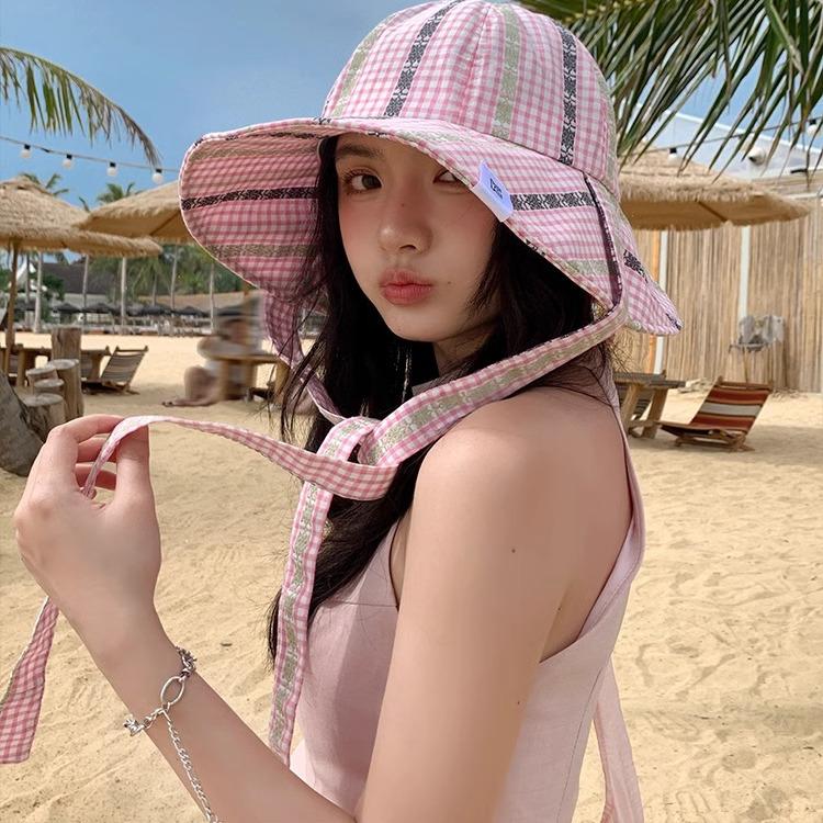

Bucket hat women s summer sun protection sun hat big eaves show face small sun hat versatile casual sun hat Adult average size [56-59cm] чорний