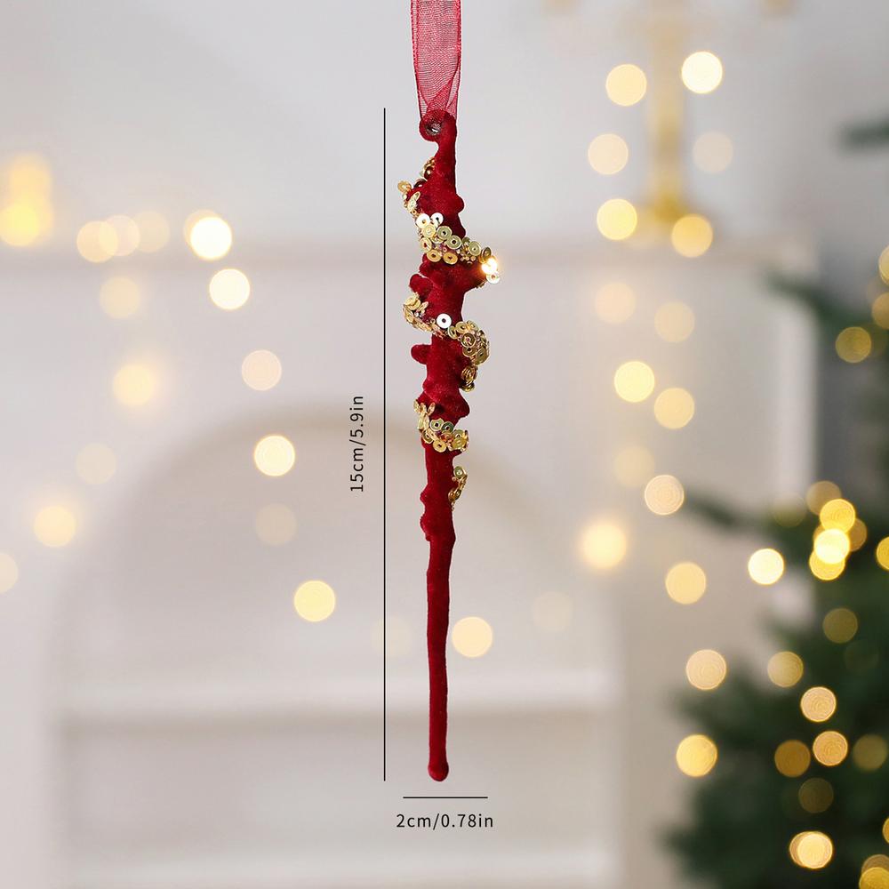 

Christmas Tree Decorations Festive Red Flocking Winter Holiday Branches Ornaments For Indoor Outdoor Wall Door Window Bedroom