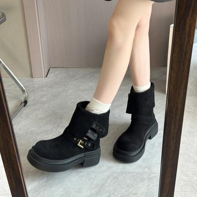 Thick-soled Martin Boots Women's 2025 New Autumn Retro British Thin Boots Super Hot Two Wear Western Cowboy Short Boots