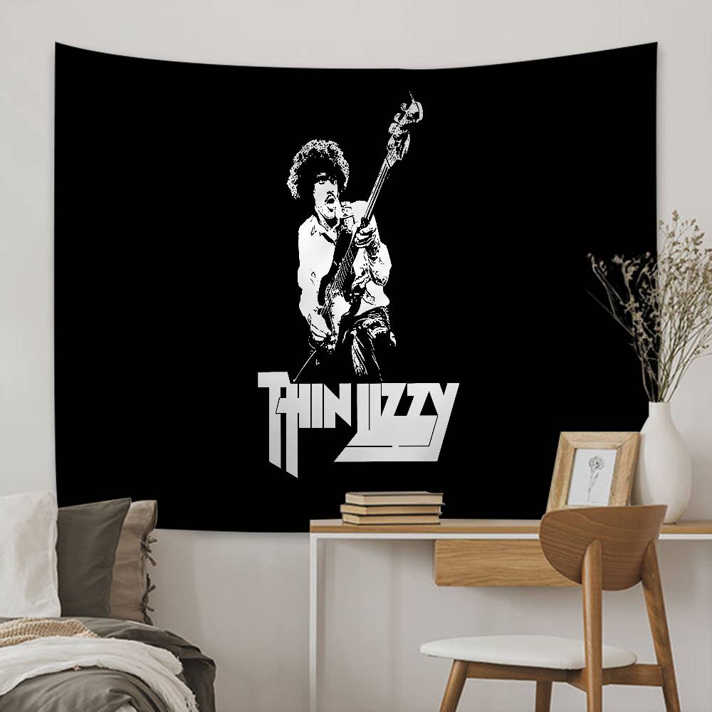 Rock Band TThin LizzyS Anime Tapestry Hippie Flower Wall Carpets Dorm Decor Cheap Hippie Wall Hanging