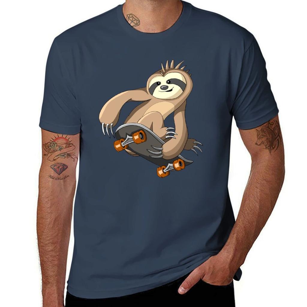 Punk Sloth Skater Skateboarding TShirt Sweat Resistant Workout Tee Shirt
