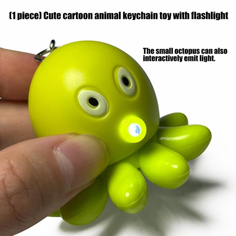 ABS Animal Shaped Flashlight Keychain Builts In Light for Dark Conditions Cartoon Animal Portable Accessory