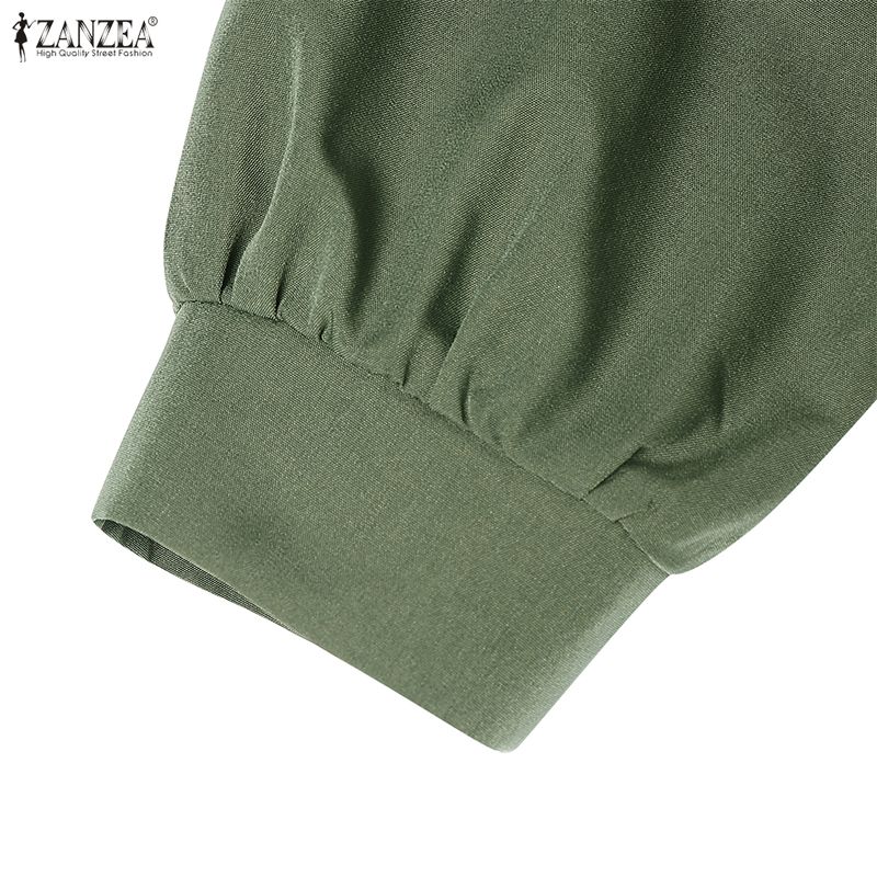 Down Casual Turn Women Zanzea Collar Long Sleeve Ruffles Dress