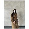 Horn Button Woolen Coat Women's Autumn and Winter Woolen Coat Petite Hepburn Style