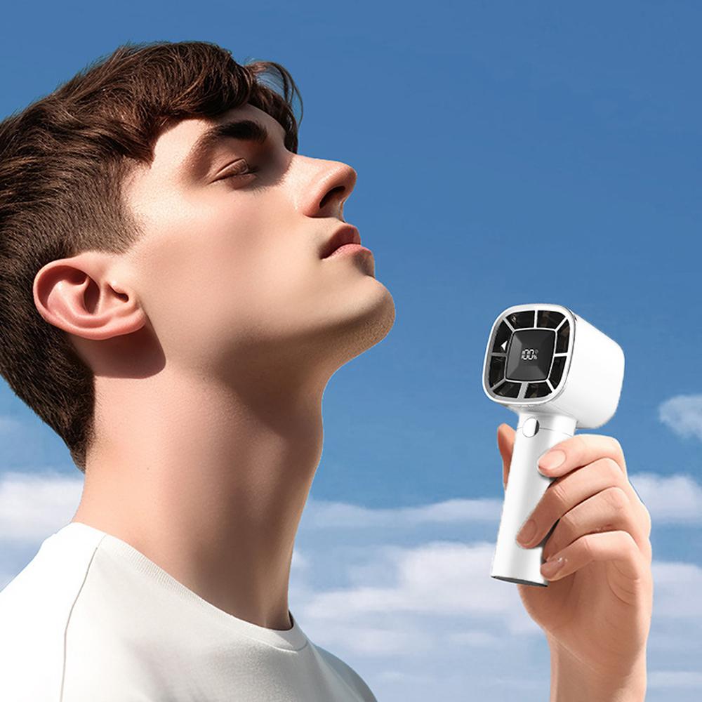 Portable Handheld Fan High-Speed Turbofan Rechargeable Electric Fan with Digital Display Support
