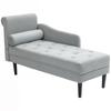 Chaise Longue con Rivestimento Trapuntato Effetto Velluto Grigio, in Legno Massello e Schiuma, 146x61x82,5 cm