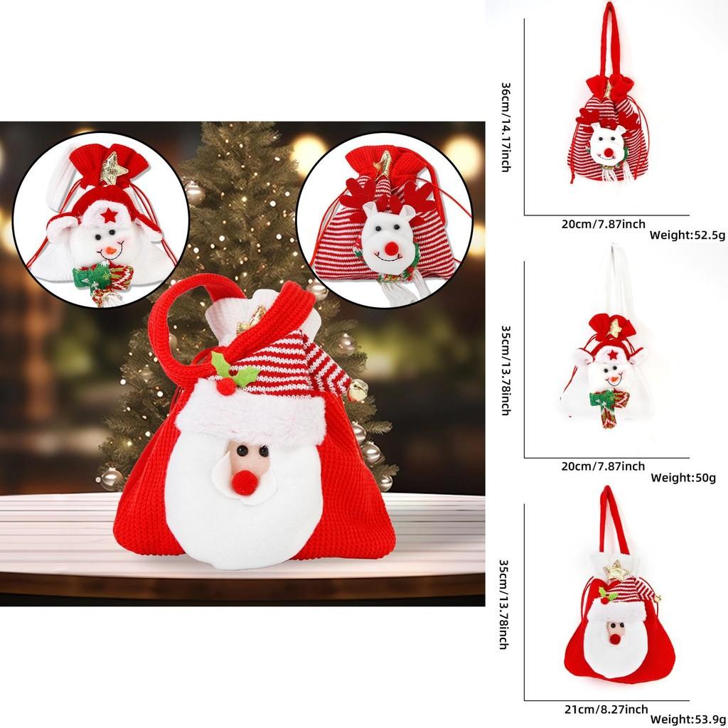 Whimsical Drawstring Christmas Gift Bags Featuring Santa Reindeer And Snowman Characters