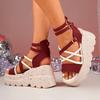 Fashion Women Shoes Cross Band Chunky Platform Sandals Summer Thick Sole Wedges Rome Sandles Woman Super High Heel Gladiator Sandalias