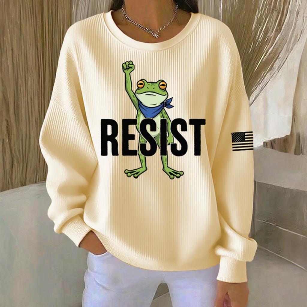 Women's Loose Comfortable Casual And Fashionable Round Neck Pattern Long Sleeved Sweatshirt