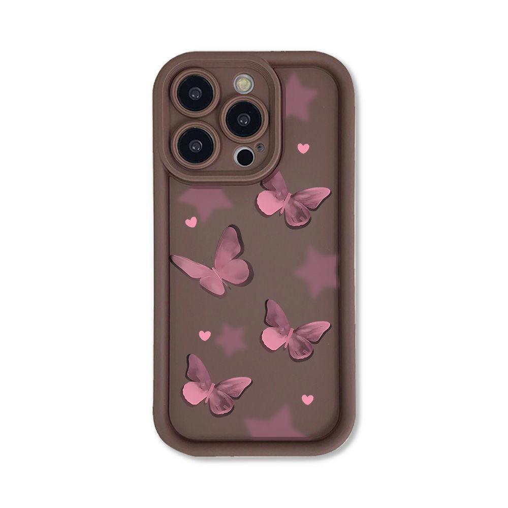Smudge butterfly for iPhone17PorMax phone case 16 Apple 17 matte 14/15 premium 13 fine holes