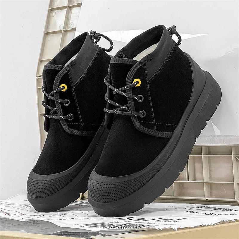 Fashion 2025 New Winter men boots  Slippers Warm Men Shoes Waterproof Non-Slip Plush Sneakers Male Leather  Boots size 38-44