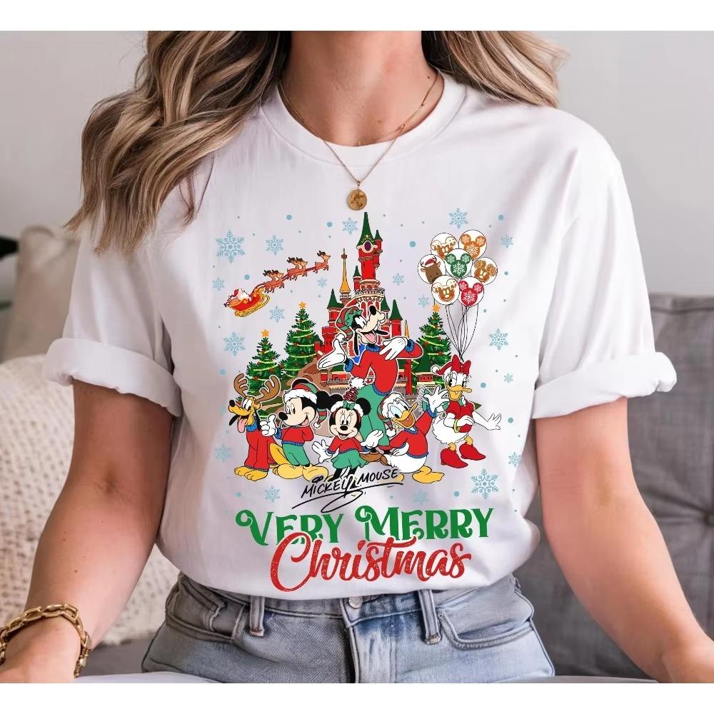 2025 Christmas Unisex Women Summer Tshirt Family Parentchild Outfit Casual Unisex Oversized Short Sleeves Top Comfortable