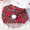 Custom Designed Festive Dog Cape Hood Cute Winter Comfortable Christmas Plaid Sherpa Lining Eco-Friendly Personalized Polyester