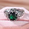 Vintage Silver Hollowed Color Out Flower Red Zircon Rings For Women Charms Wedding Banquet Party Jewelry Gift