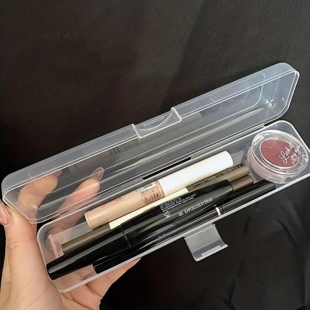 3 pcs Dustproof Lid Cosmetics Storage Box Portable Clear Storage Case Makeup Brush Organizer  Travel