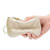 Rhombus embroidered change bag, coin storage bag, cowhide mini simple zipper small bag, key bag for women