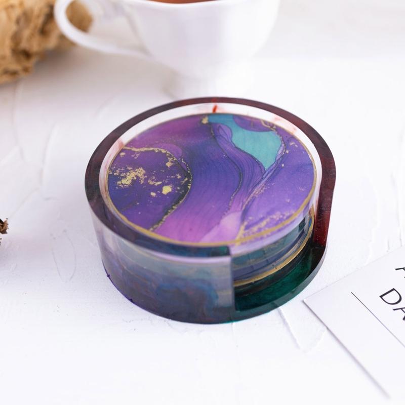 Resin Coasters Molds,4 Coasters Resin Molds for Epoxy Resin with Silicone Coaster Holder Mold,Epoxy Resin Coaster Mold