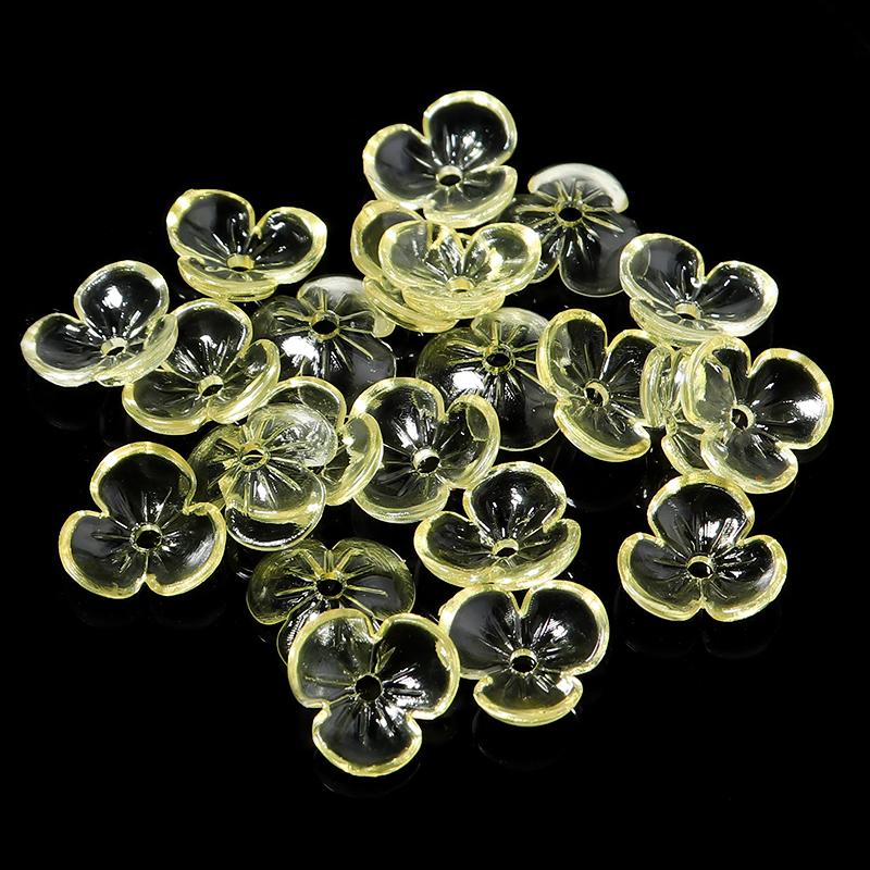 10Pcs/Lot Resin Beads 9×9.5mm Transparent Colorful Petals Hole Size 1mm Loose Beads Diy Charm Jewelry Bracelet Accessories