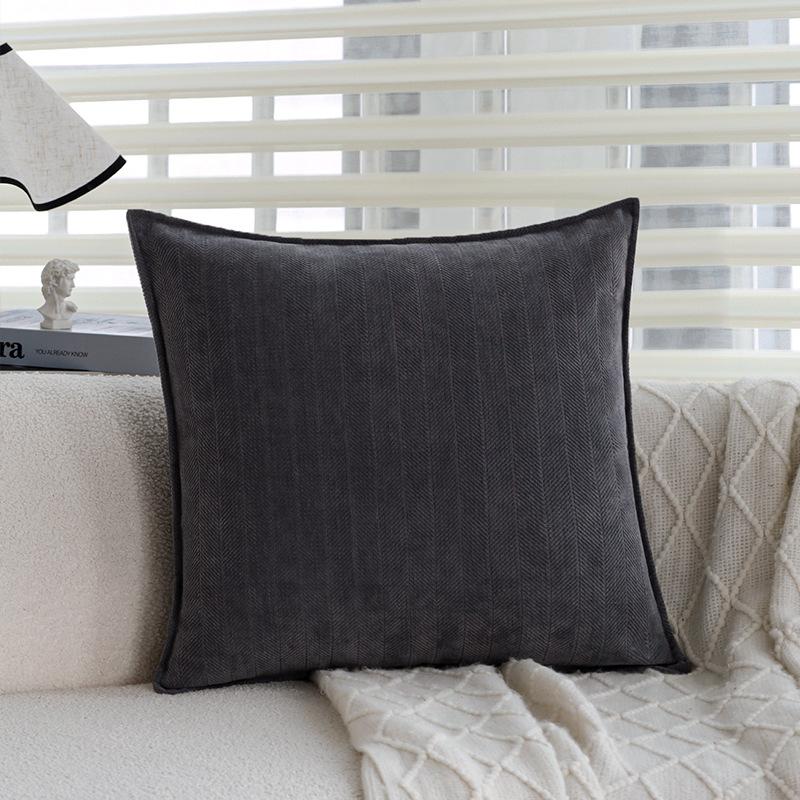 Gray Sofa Pillowcase Living Room Light Luxury High-end Waist Pillow Square Cushion Bedside Backrest Pillow Does Not Contain Core