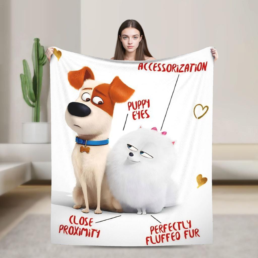 The Secret Life of Pets Flannel Blanket Warm Soft Throw Blanket for Home Decor Travel Funny Bedspread Sofa Bed Cover