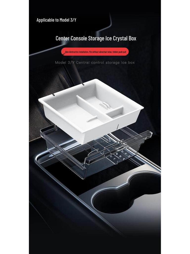 Silicone Ice Box for Tesla Model 3/Y Center Console Storage