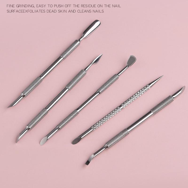 1Pcs Nail Art Dual End Stainless Steel Cuticle Pusher Spoon Dead Skin Removal
